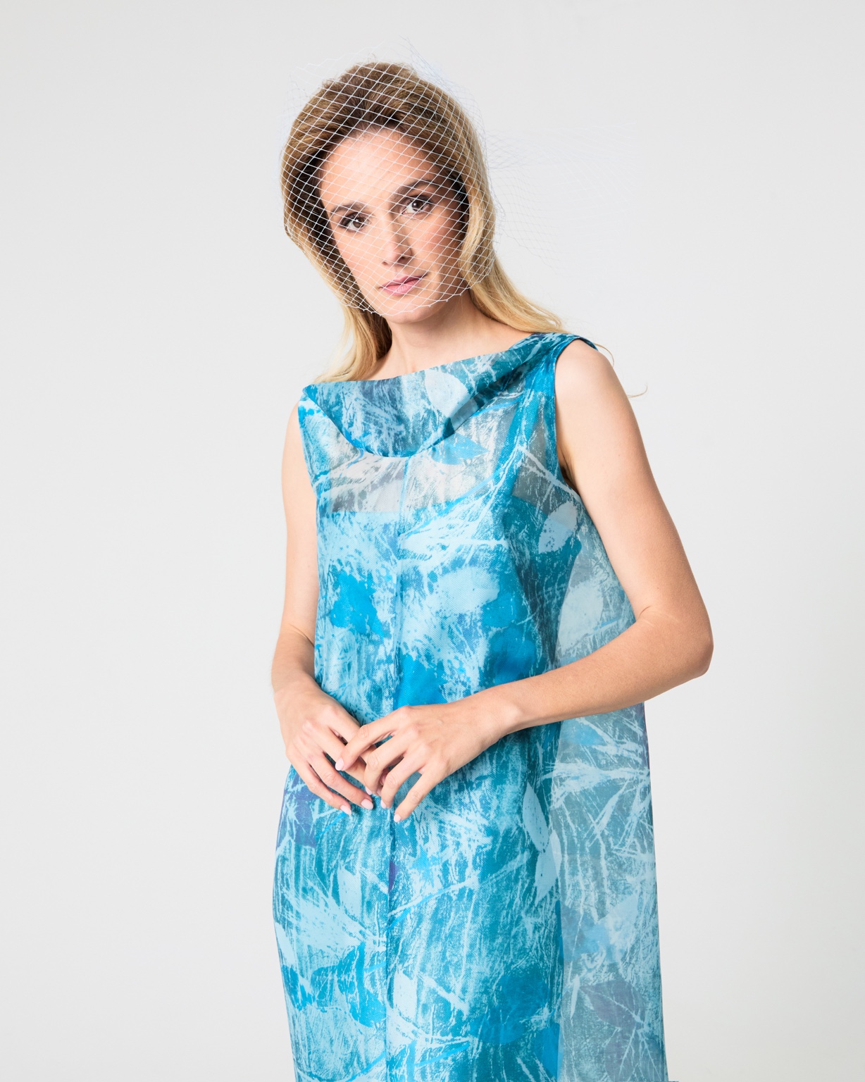Blue printed dress by Fely Campo